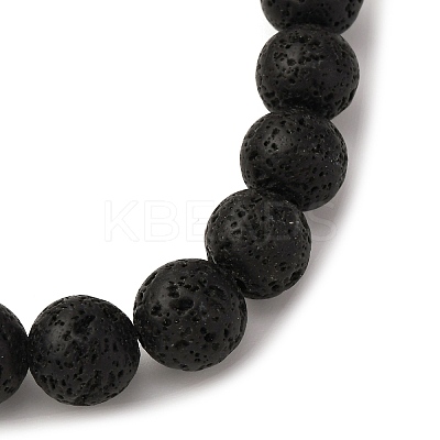 2Pcs Natural Lava Rock Beads Stretch Bracelets for Men Women BJEW-JB12040-1