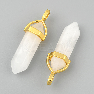 Natural White Jade Bullet Double Terminated Pointed Pendants LS-X-G-G902-B24-1