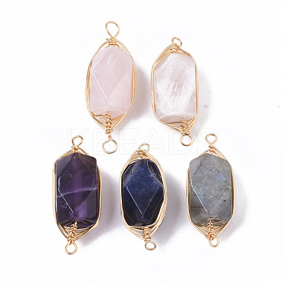 Natural Gemstone Links connectors G-T131-04-1