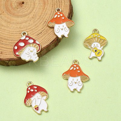 8Pcs 4 Styles Autumn Theme Alloy Enamel Pendants ENAM-YW0003-38-1