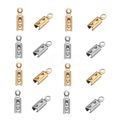 100Pcs 2 Colors 304 Stainless Steel Folding Crimp Ends STAS-CJ0001-161-1