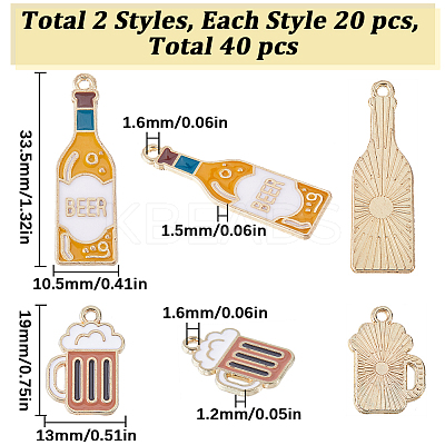 40Pcs 2 Styles Alloy Enamel Pendants ENAM-SC0004-20-1