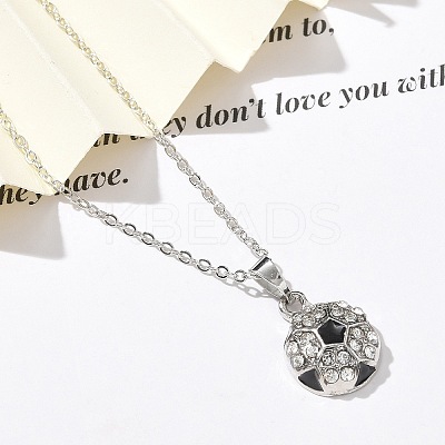 Zinc Alloy Crystal Rhinestone Sport Ball Pendant Cable Chain Necklaces NJEW-U024-01P-05-1