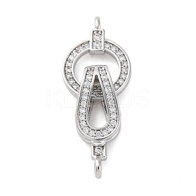 Brass Clear Cubic Zirconia Fold Over Clasps KK-Z078-39P-1