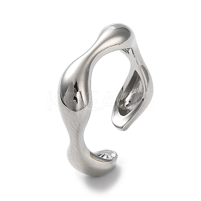 Rack Plating Brass Twist Wave Open Cuff Rings for Women RJEW-Q777-08P-1