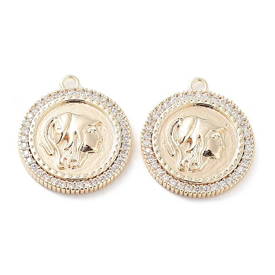 Brass Micro Pave Clear Cubic Zirconia Pendants KK-F871-40G-1