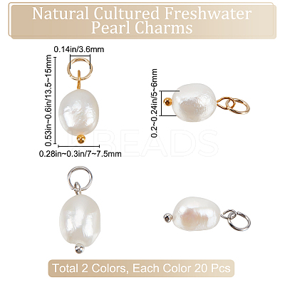 40Pcs 2 Colors Grade B Natural Cultured Freshwater Pearl Charms FIND-BBC0002-58-1