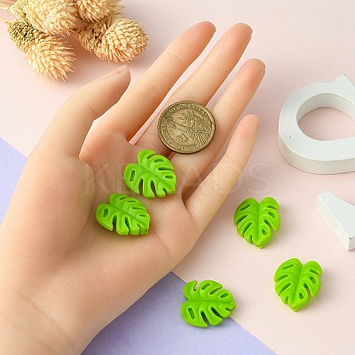Monstera Leaf Food Grade Eco-Friendly Silicone Focal Beads FIND-YW0004-01-1