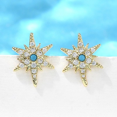 Star Brass Micro Pave Cubic Zirconia Ear Studs EJEW-D304-36G-1