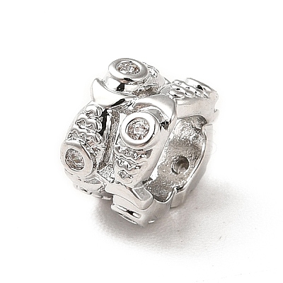 Brass Micro Pave Cubic Zirconia European Beads KK-M233-33P-1