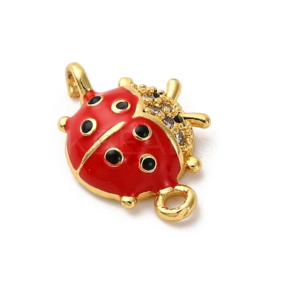 Brass Micro Pave Clear Cubic Zirconia Connector Charms KK-I276-12G-02-1