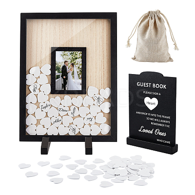 Rectangle Wooden Wedding Guest Book ODIS-WH0043-231-1