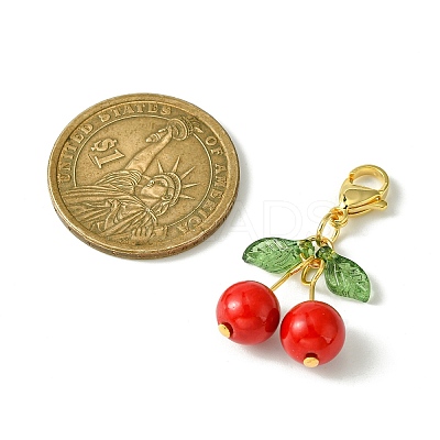 Cherry Natural Gemstone Pendant Decorations HJEW-TA00098-1
