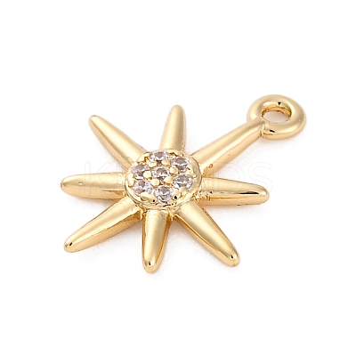 Brass Micro Pave Clear Cubic Zirconia Pendants KK-Z084-01G-1