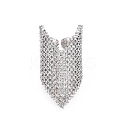 Brass Micro Pave Cubic Zirconia Cuff Rings RJEW-S045-151P-1