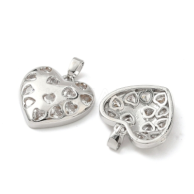 Brass Micro Pave Clear Cubic Zirconia Pendants KK-H076-16P-1