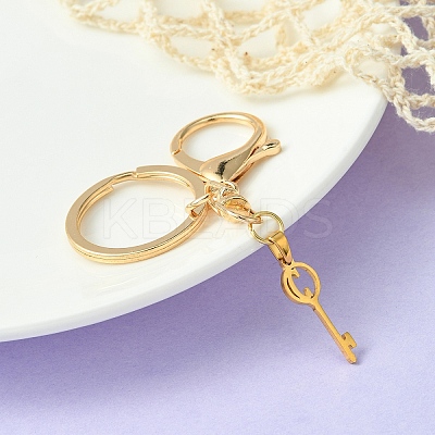 304 Stainless Steel Initial Letter Key Charm Keychains KEYC-YW00004-03-1