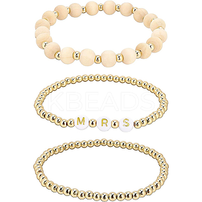 6Pcs 3 Style Word Mrs Stretch Bracelets Set BJEW-BC0002-06-1