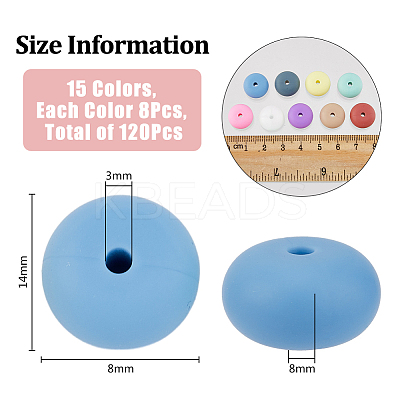 120Pcs 15 Colors Food Grade Eco-Friendly Silicone Beads SIL-FH0001-14-1