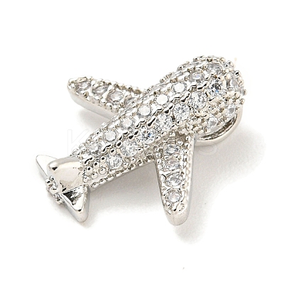 Rack Plating Brass Micro Pave Clear Cubic Zirconia Pendants KK-B093-27P-1