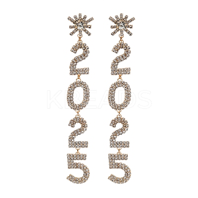 Brass Rhinestone Stud Earrings EJEW-Q012-02G-1