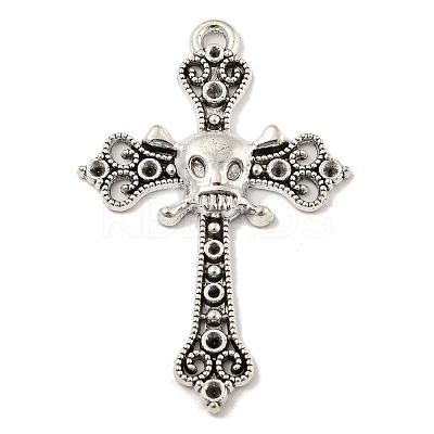 Tibetan Style Alloy Big Pendants Rhinestone Settings TIBE-L013-03AS-1