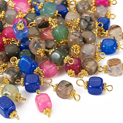 6 Sets 6 Colors  Natural Agate Dyed Connector Charms FIND-TA0002-41-1