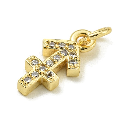 Rack Plating Brass Micro Pave Cubic Zirconia Pendants KK-K386-02H-G-1