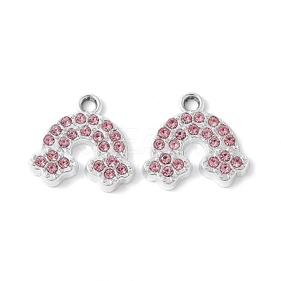Alloy Pink Rhinestone Pendants PALLOY-E775-15P-1