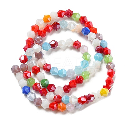 Opaque Solid Color Electroplate Glass Beads Strands EGLA-A039-P4mm-A16-1