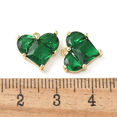 Brass Micro Pave Clear Cubic Zirconia Pendants KK-Q031-42G-1