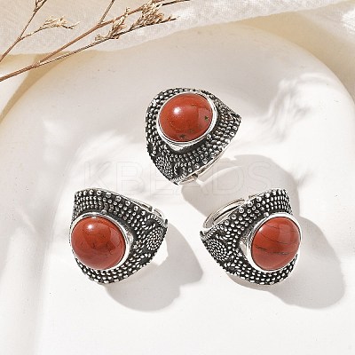 Natural Red Jasper Adjustable Rings RJEW-I108-03AS-06-1