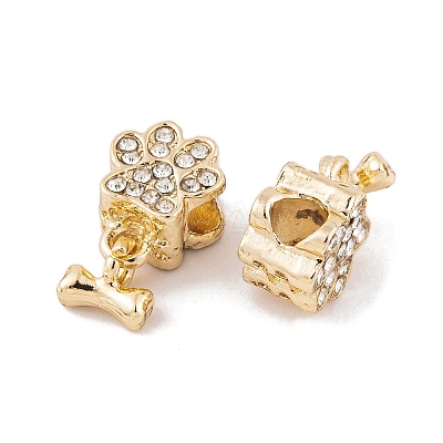 Rack Plating Alloy Rhinestone European Dangle Charms FIND-C055-19M-1