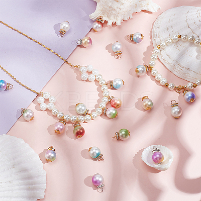 100Pcs 10 Colors Gradient Color ABS Plastic Imitation Pearl Pendants FIND-PH0023-54-1