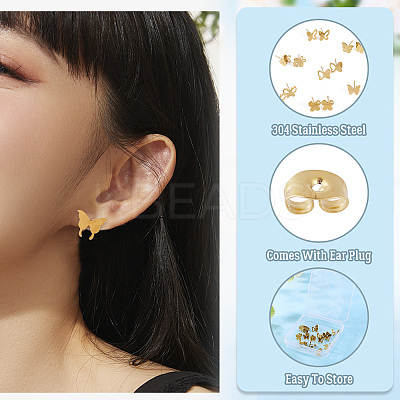 8 Pairs 8 Styles PVD Vacuum Plating 304 Stainless Steel Stud Earrings for Women EJEW-TA0001-45-1