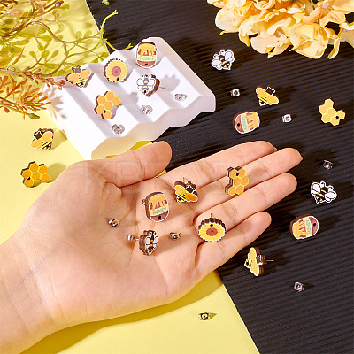 Bee Theme Wooden Stud Earrings WOOD-TA0002-64-1