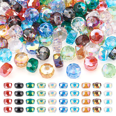 100Pcs 10 Colors Transparent Glass Beads Strands GLAA-TA0001-40-1