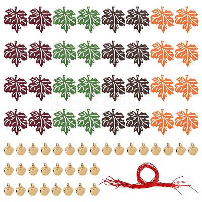 Autumn DIY Maple Leaf Tree Felt Hanging Ornaments DIY-WH0407-04-1