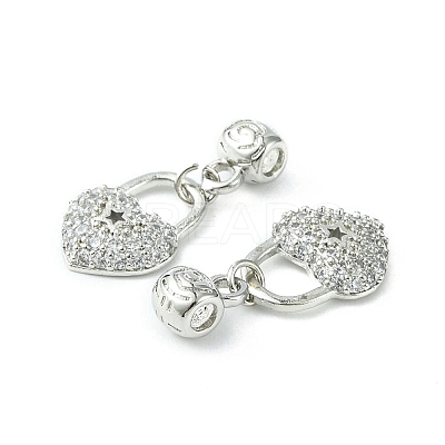 Rack Plating Eco-Friendly Brass Micro Pave Clear Cubic Zirconia European Dangle Charms KK-K330-46P-1