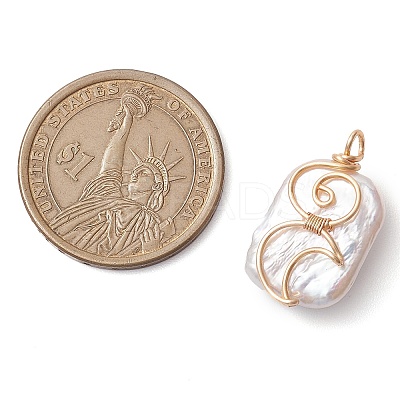 Copper Wire Wrapped Natural Baroque Keshi Pearl Pendants PALLOY-JF02799-1