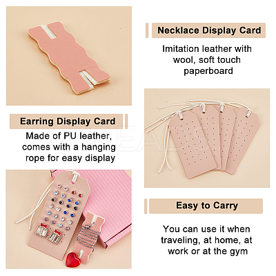 Imitation Leather Earring & Necklace Anti-Winding Display Cards EDIS-OC0001-05-1