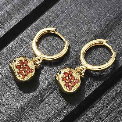 Brass Cubic Zirconia Hoop Earrings EJEW-Q015-02G-C-1