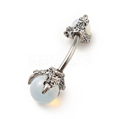 Opalite Beaded Curved Barbell LS-AJEW-G042-04P-1