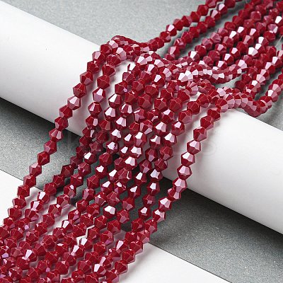 Opaque Solid Color Electroplate Glass Beads Strands LS-GLAA-F029-P4mm-C01-1