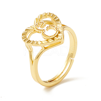 Real 18K Gold Plated Brass Alphabet Adjustable Rings RJEW-M139-18E-1