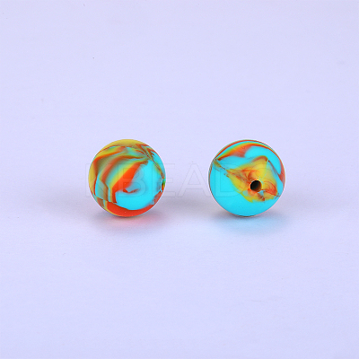 Printed Round Silicone Focal Beads SI-JX0056A-70-1