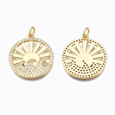 Brass Micro Pave Clear Cubic Zirconia Pendants ZIRC-N039-125-NF-1