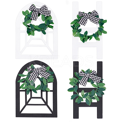 4Pcs 4 Style Wooden Farmhouse Wall Decor Window Frames AJEW-NB0002-88-1