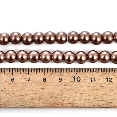 Baking Paint Pearlized Glass Pearl Round Bead Strands X-HY-Q330-8mm-30-1