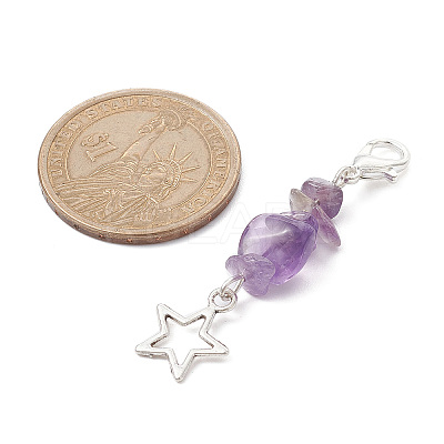 Natural & Synthetic Gemstone Chip Pendant Decoration HJEW-TA00084-1
